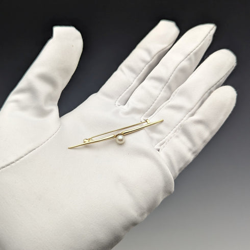 英國復古 9 克拉金珍珠別針胸針 PMS